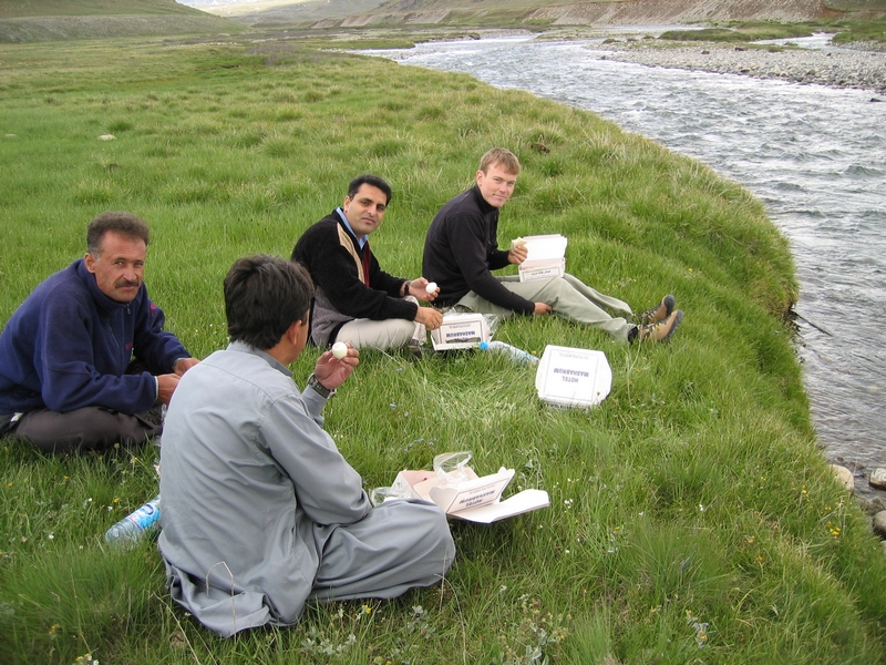 At Desai Plains (app. 4000m). From the left Shah, Captain Artif (Liason Officer) & Hans (our driver with the back to the camera)
