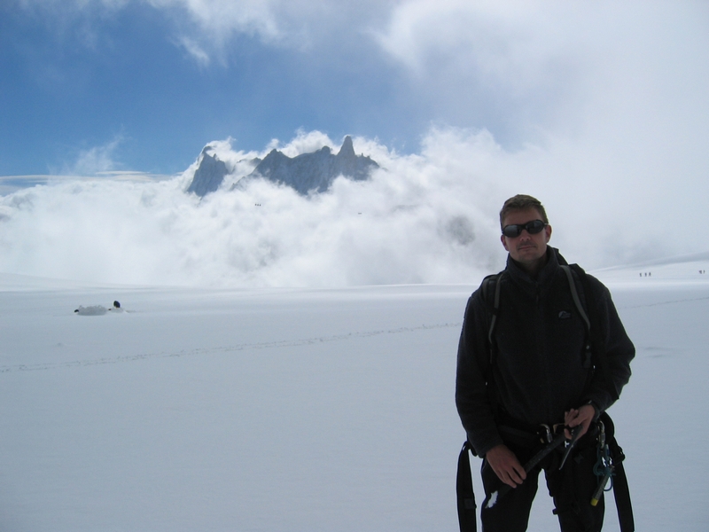 Carsten Engedal below the Cosmique Hut -- 19/7/2005